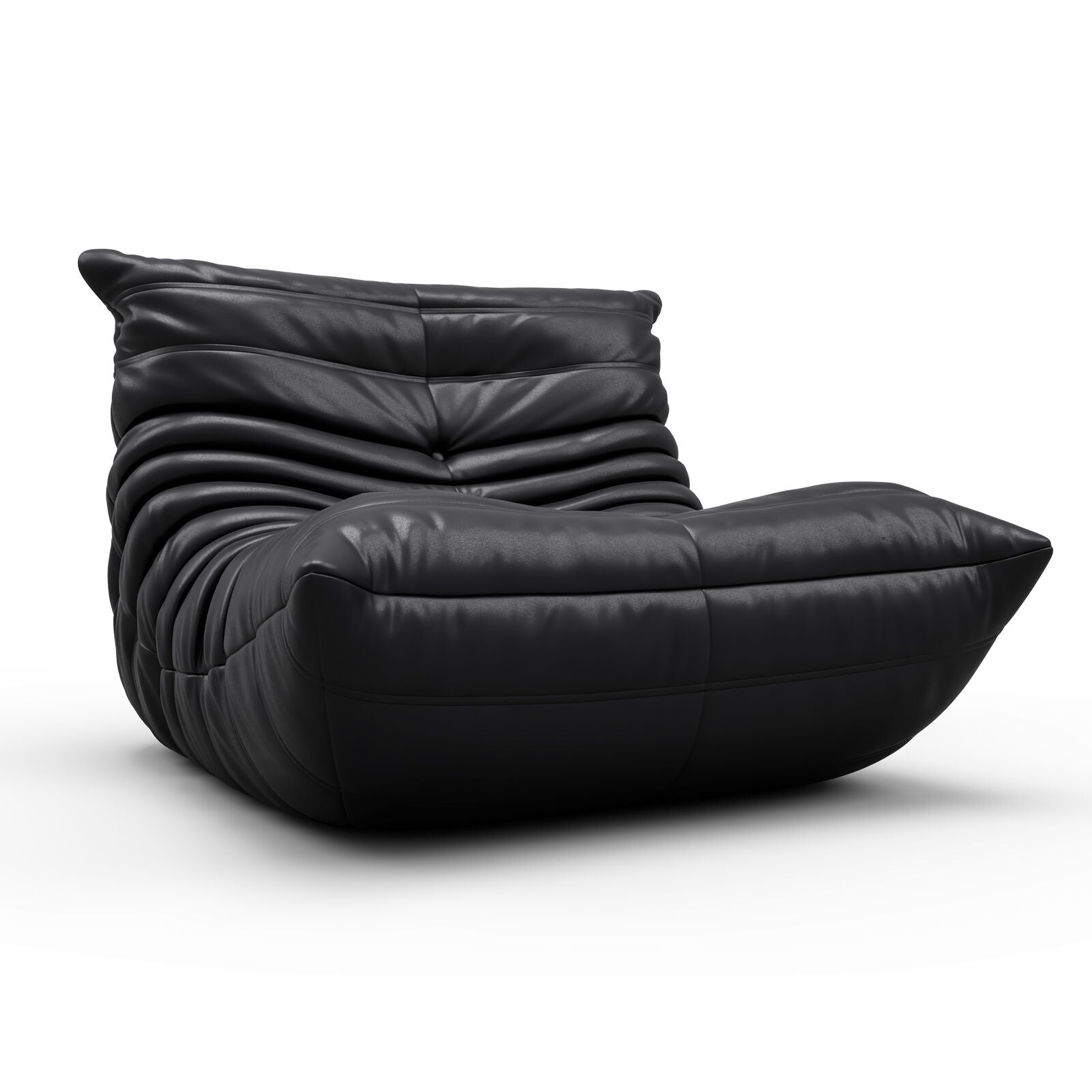 Michel Ducaroy TOGO lounge chair reupholstered in black leather