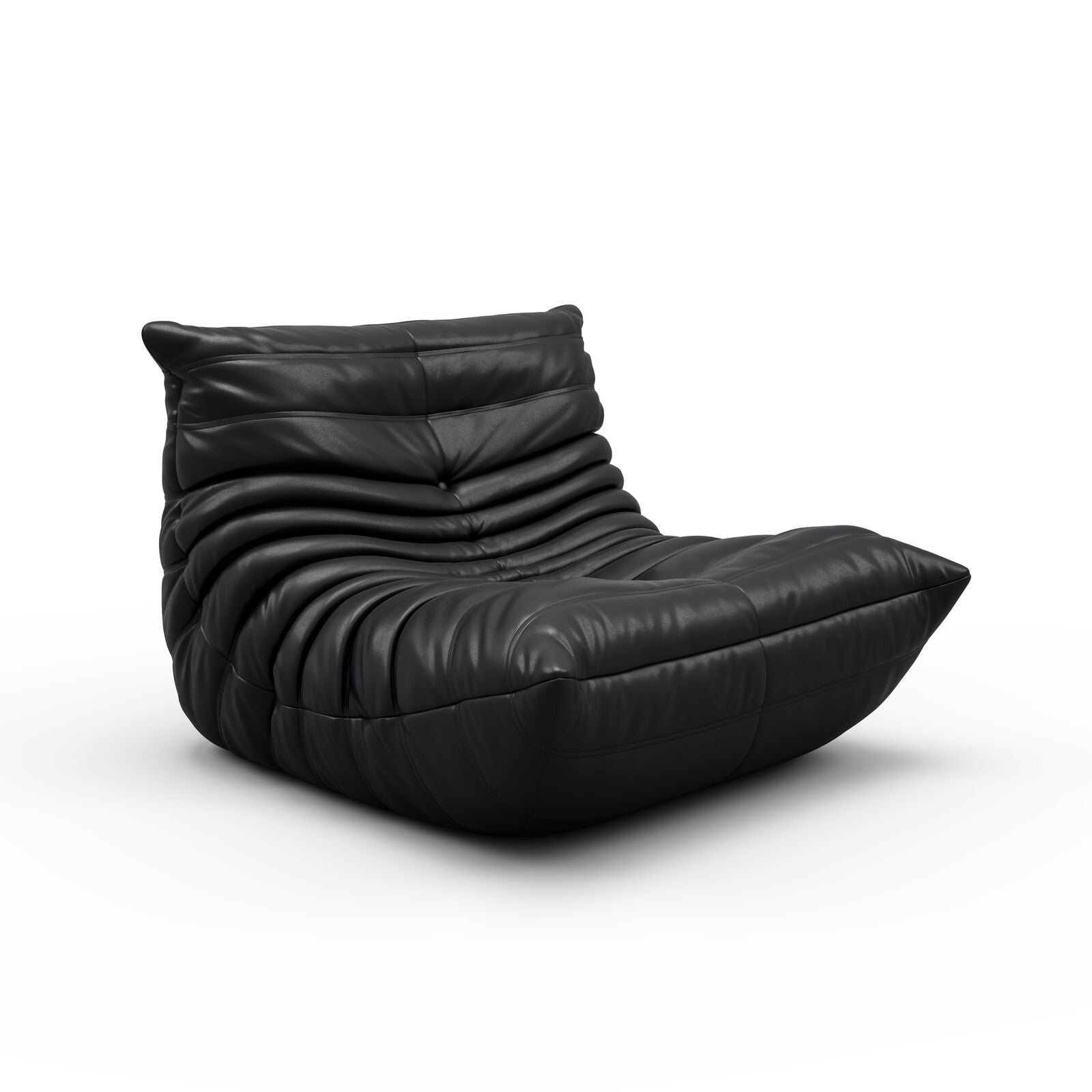 Black Leather Togo Chair by Michel Ducaroy for Ligne Roset